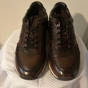 Zara men brown leather sneakers, size 6.